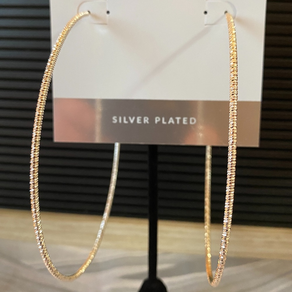 Essentials Textured Omega Hoop Earrings